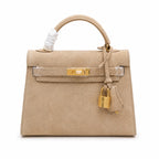 Mini Kelly Sellier 22cm Trench Suede Leather Gold Hardware — Timeless Mini Top-Handle Design