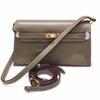 Kelly Elan 25x6.5x15cm Faux Kelly Underarm Baguette Bag in Khaki with Gold Hardware — Refined Underarm Handbag