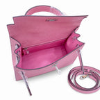 Kelly Sellier 25cm & 28cm Rose Confetti Epsom Leather Palladium Hardware Crossbody — Versatile Structured Bag