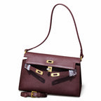 Kelly Elan 25x6.5x15cm Underarm Baguette Bag in Brown with Gold Hardware — Versatile Underarm Carry Style