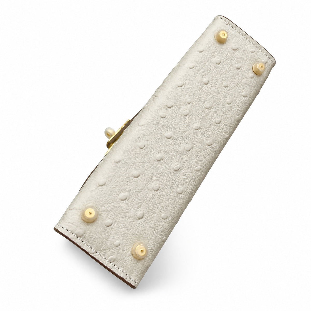 Mini Kelly II 19cm Sellier Craie Ostrich Gold Hardware Premium Women Daily — Compact Top-Handle Bag