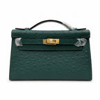 Mini Kelly II Sellier 19cm & 22cm Vert Fonce Ostrich Leather Gold Hardware — Sophisticated Small-Scale Bag