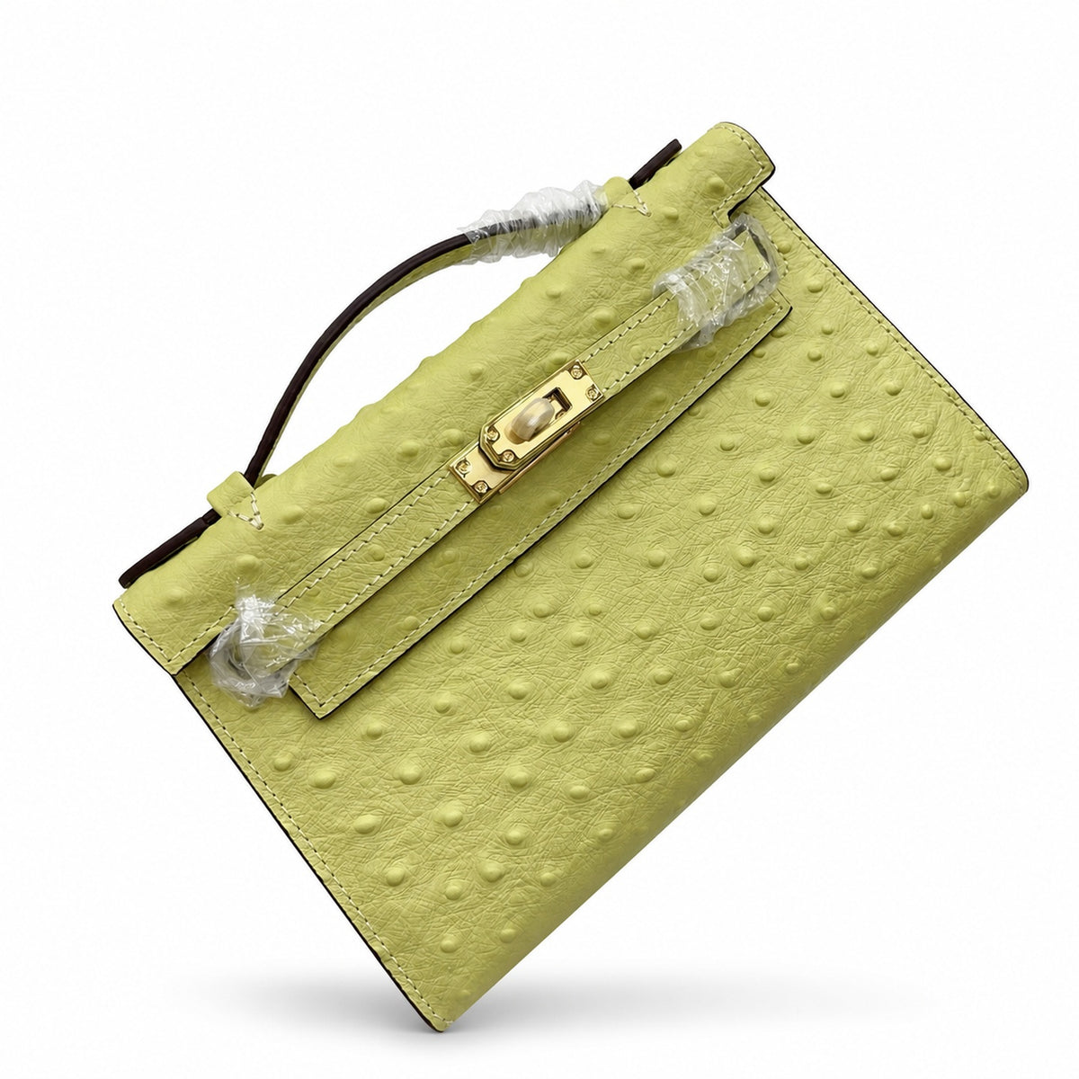 Mini Kelly II Sellier 19cm & 22cm Jaune Citron Ostrich Leather Gold Hardware — Sophisticated Small-Scale Bag