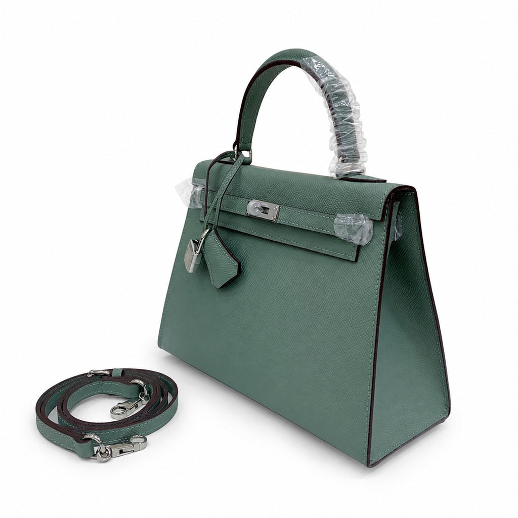 Kelly Sellier 25cm & 28cm Vert Cypress Epsom Leather Palladium Hardware Commute Shoulder — Classic Hand-Carry Silhouette