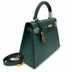 Kelly Sellier 25cm Vert Cypress Ostrich Gold Hardware Vintage — Timeless Top-Handle Design