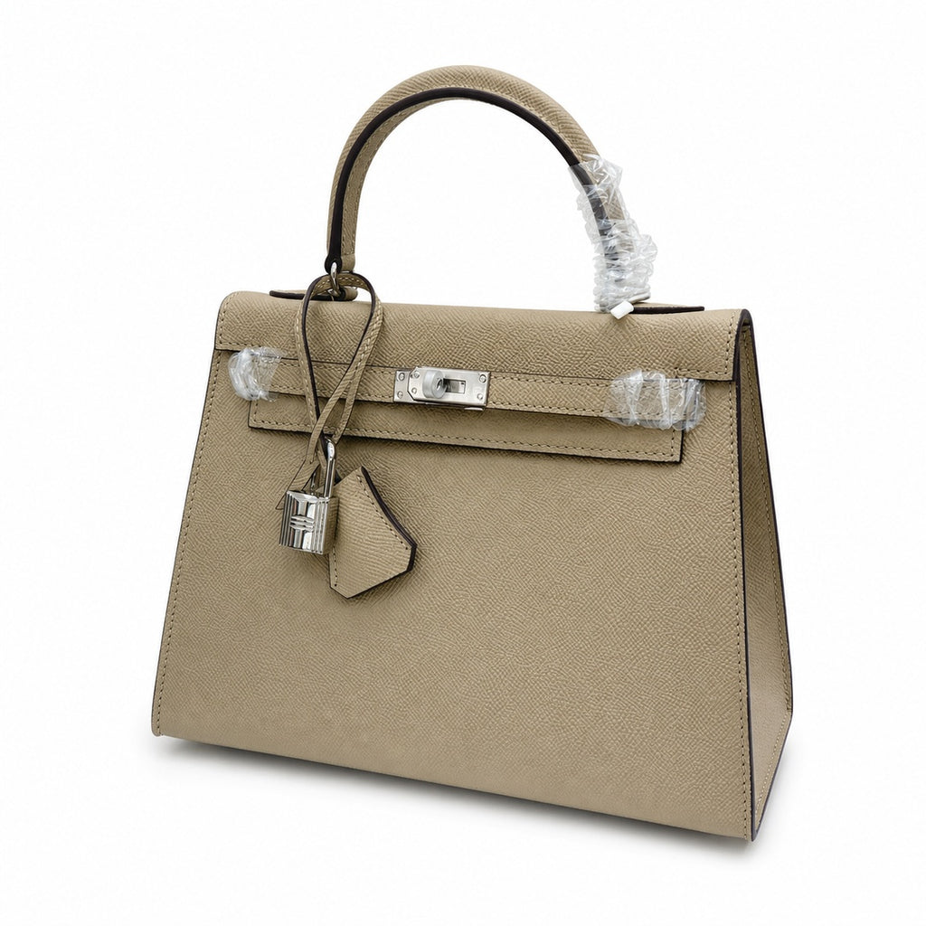 Kelly Sellier 25cm & 28cm Trench Epsom Leather Palladium Hardware Daily Designer — Elegant Structured Carry Style
