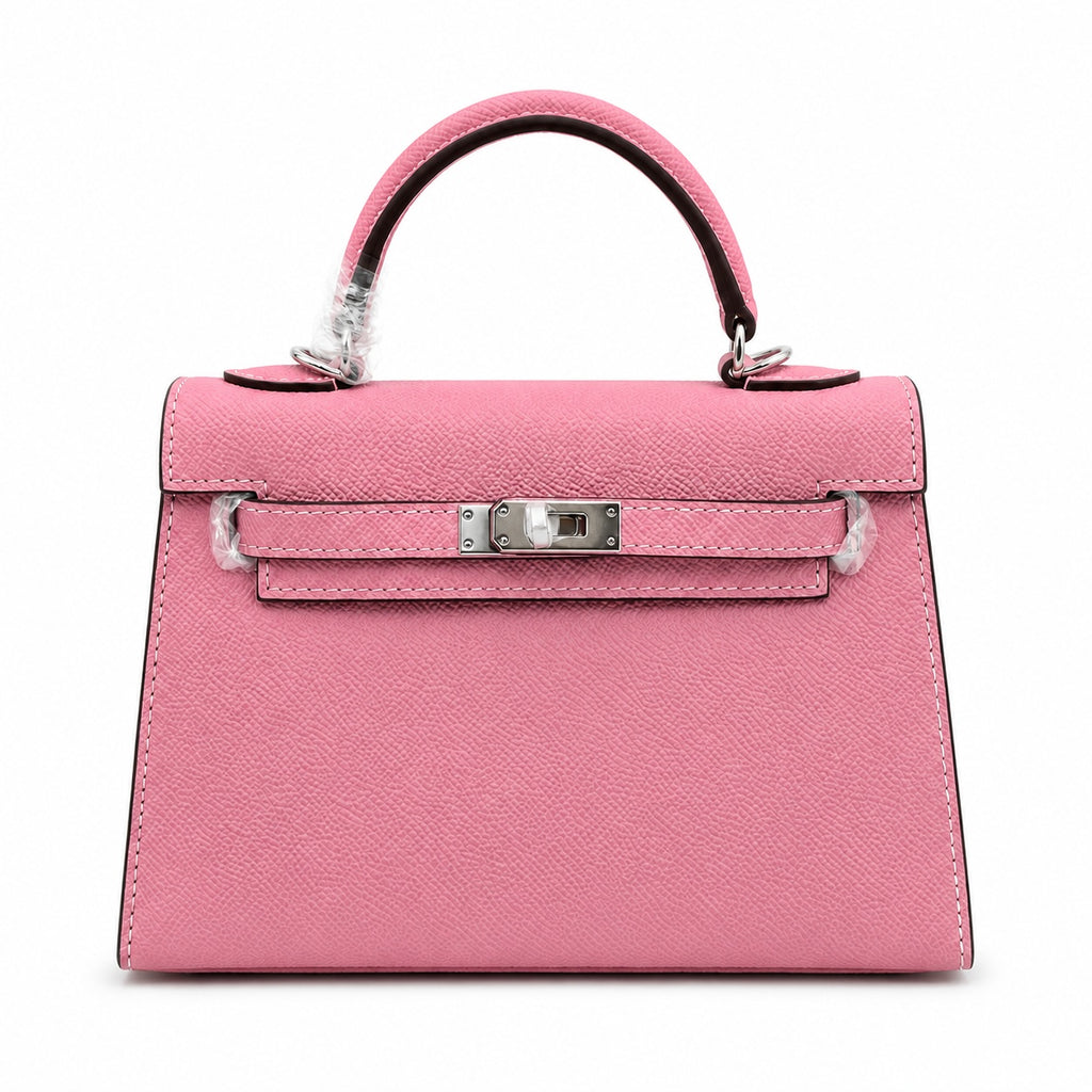 Mini Kelly II Sellier 19cm & 22cm Rose Confetti Epsom Leather Palladium Hardware — Timeless Mini Top-Handle Design
