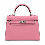 Mini Kelly II Sellier 19cm & 22cm Rose Confetti Epsom Leather Palladium Hardware — Timeless Mini Top-Handle Design