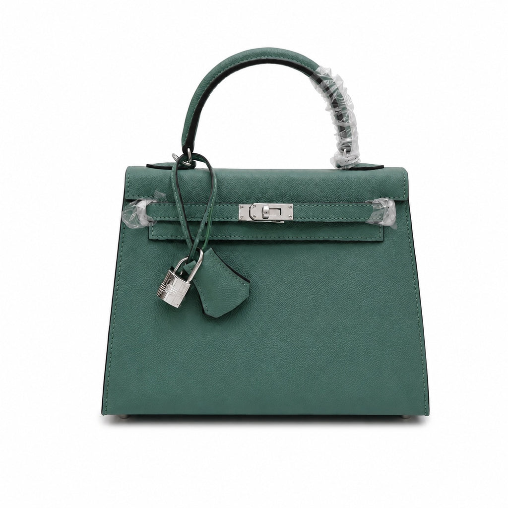 Kelly Sellier 25cm & 28cm Vert Cypress Epsom Leather Palladium Hardware Commute Shoulder — Classic Hand-Carry Silhouette