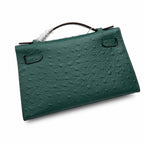 Mini Kelly II Sellier 19cm & 22cm Vert Fonce Ostrich Leather Gold Hardware — Sophisticated Small-Scale Bag
