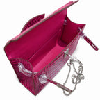 Kelly Pochette Fuchsia Shiny Niloticus Crocodile Leather Palladium Hardware Women Clutch Bag — Refined Small Hand-Carry Bag