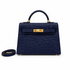 Mini Kelly Sellier 19cm Bleu Nuit Ostrich Leather Gold Hardware — Sophisticated Small-Scale Bag