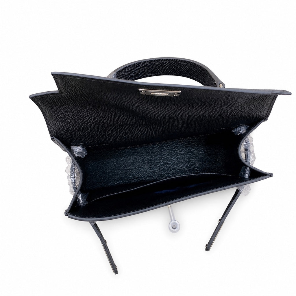 Mini Kelly II Sellier 19cm & 22cm Noir Epsom Leather Palladium Hardware — Refined Mini Handbag