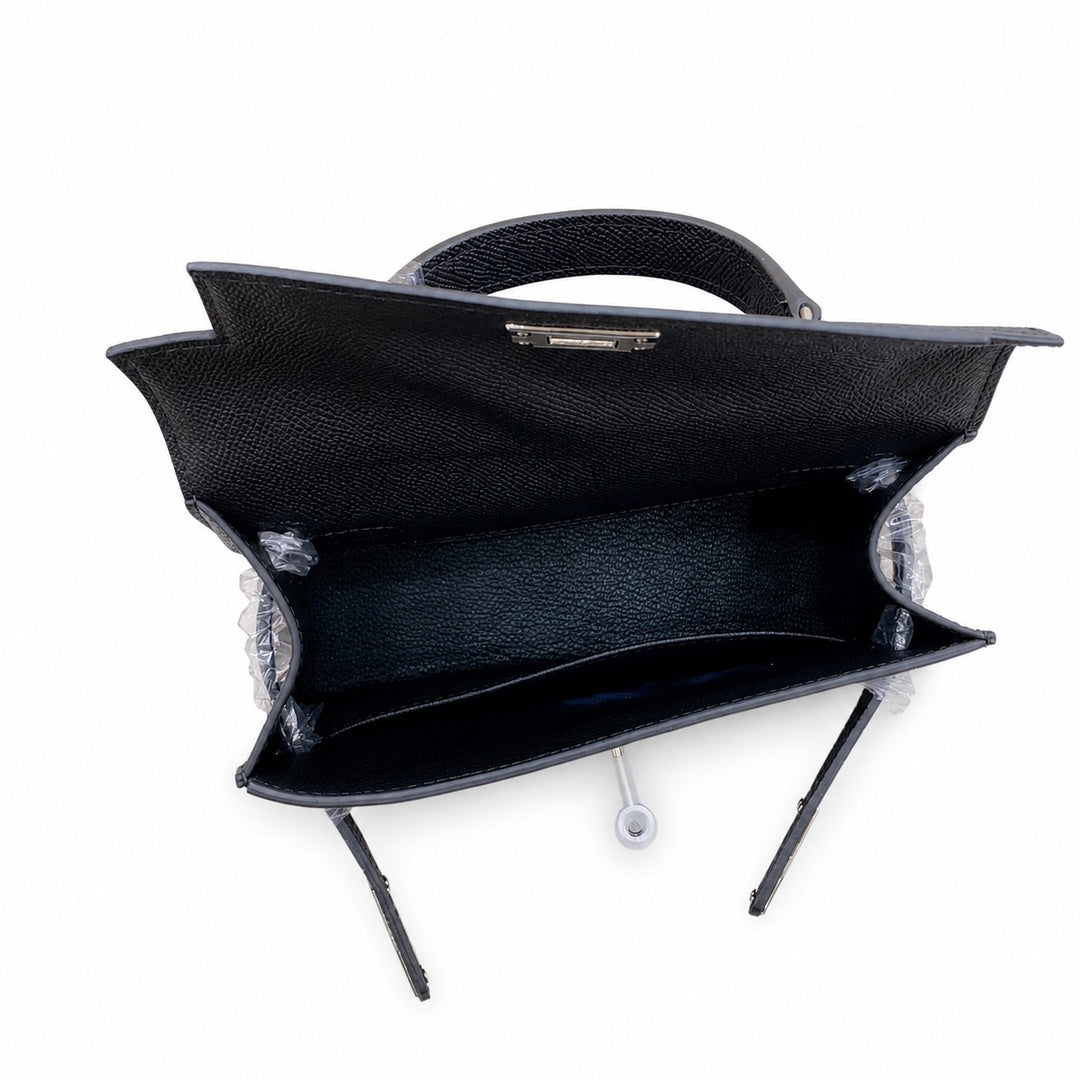 Mini Kelly II Sellier 19cm & 22cm Noir Epsom Leather Palladium Hardware — Refined Mini Handbag