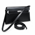 Kelly Elan 25x6.5x15cm Underarm Baguette Bag in Black with Silver Hardware — Versatile Underarm Carry Style