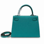 Kelly Sellier 25cm & 28cm Vert Jade Epsom Leather Palladium Hardware Daily Designer Handba — Classic Hand-Carry Silhouette