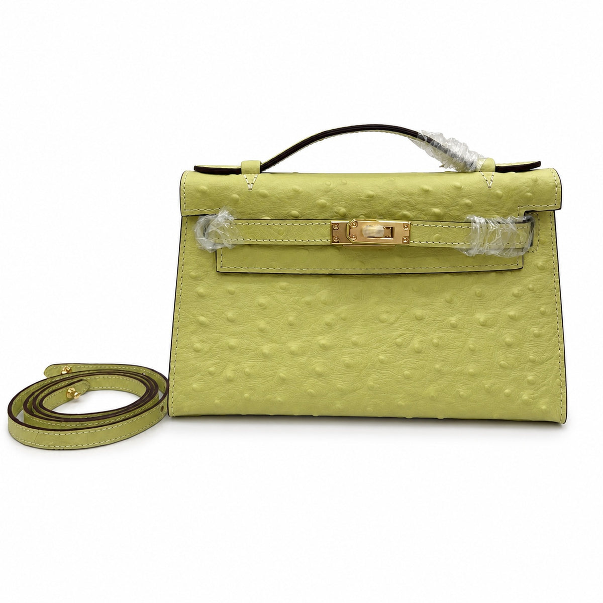 Mini Kelly II Sellier 19cm & 22cm Jaune Citron Ostrich Leather Gold Hardware — Sophisticated Small-Scale Bag