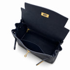 Kelly Sellier 20cm & 25cm & 28cm Bleu Nuit Togo Leather Gold Hardware — Timeless Top-Handle Design