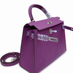 Kelly Sellier 25cm & 28cm Violine Epsom Leather Palladium Hardware Commute Shoulder — Timeless Top-Handle Design