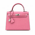 Kelly Sellier 25cm & 28cm Rose Confetti Epsom Leather Palladium Hardware Crossbody — Versatile Structured Bag