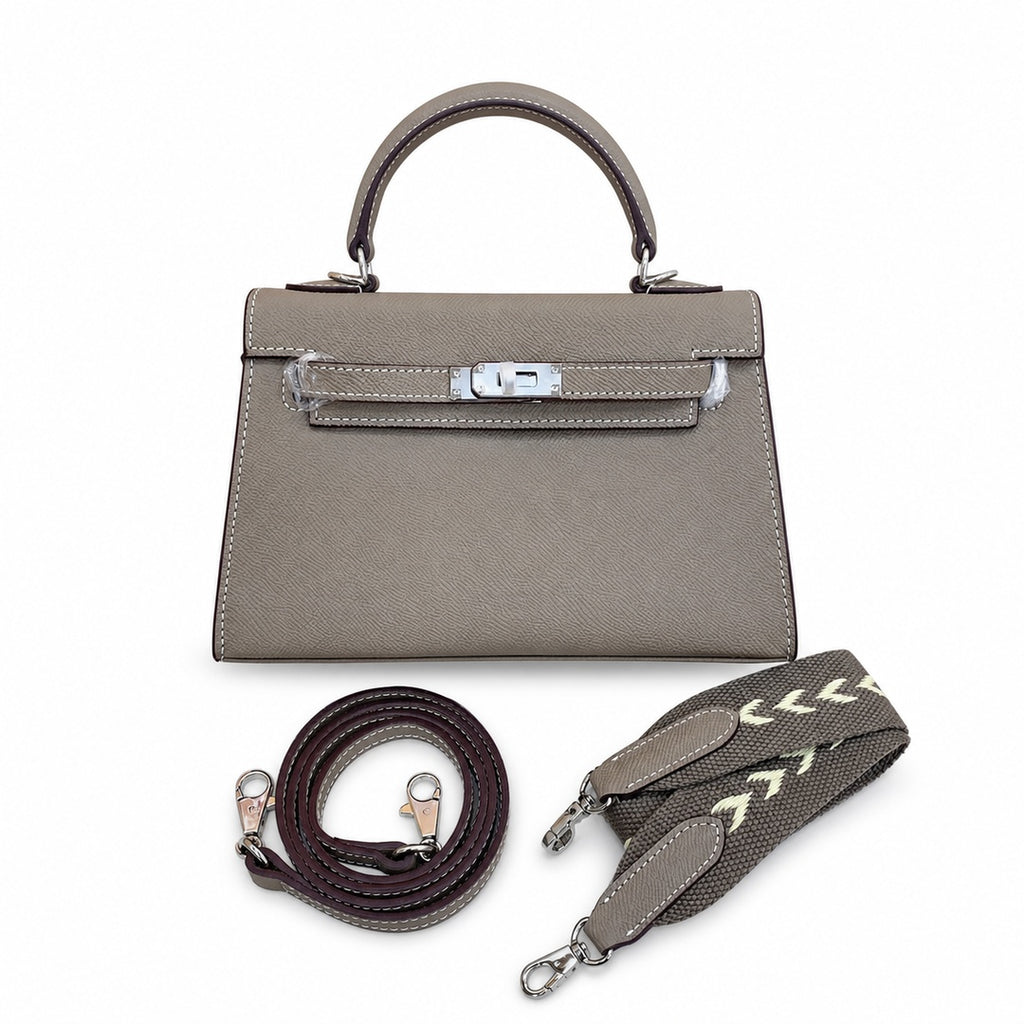 Mini Kelly II Sellier 19cm & 22cm Gris Asphalte Epsom Leather Palladium Hardware — Small Structured Carry Style