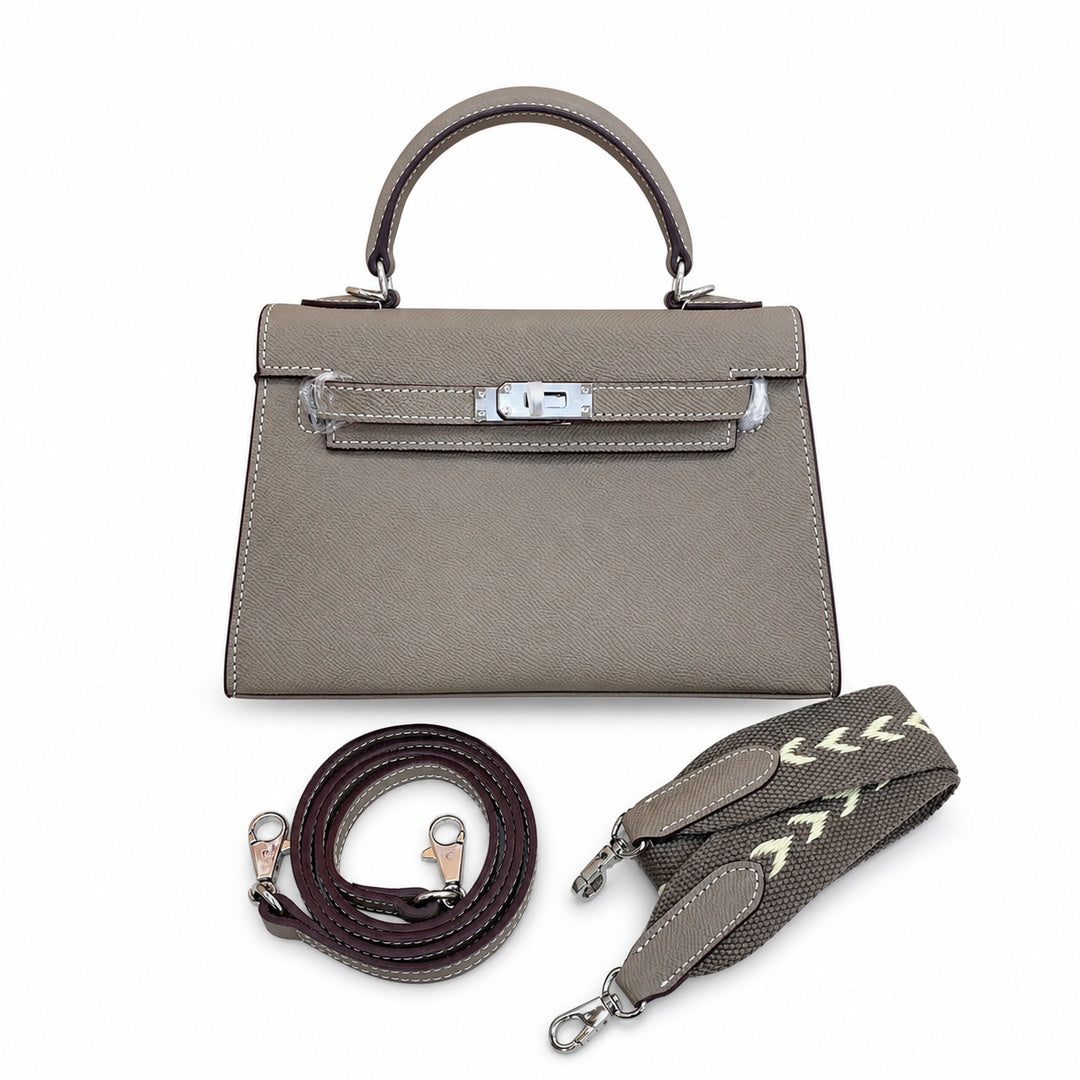Mini Kelly II Sellier 19cm & 22cm Gris Asphalte Epsom Leather Palladium Hardware — Small Structured Carry Style