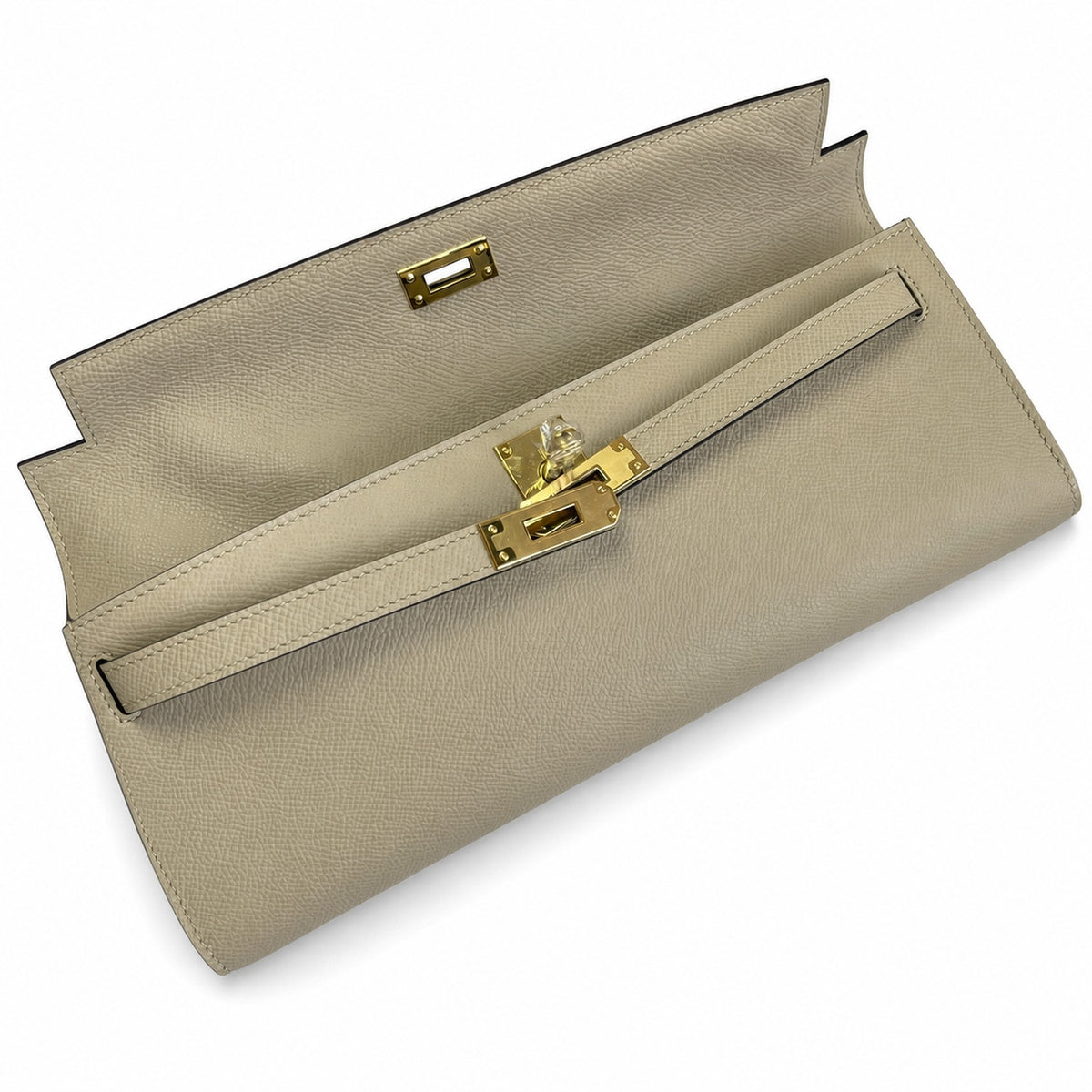 Kelly Cut 31 Clutch Epsom Leather Windbreaker Gray — Refined Flat Clutch