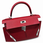 Kelly 28cm Epsom Leather with Silver Buckle Handmade — Structured Top-Handle Handbag