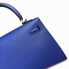 Kelly 25cm Epsom Leather 7T BlueElectric electric blue top handcraft — Elegant Structured Carry Style