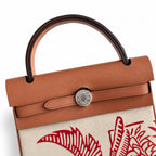 Timeless Leather-Accented Canvas Carry: Herbag 31cm Saddle-Inspired Canvas Body with Leather Handle and Shoulder Strap