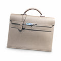 Kelly briefcase 38cm Epsom Leather 18 Etoupe Elephant Gray top handcraft — Polished Hand-Carry Briefcase