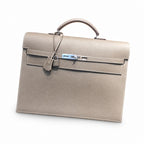 Kelly briefcase 38cm Epsom Leather 18 Etoupe Elephant Gray top handcraft — Polished Hand-Carry Briefcase