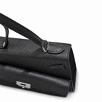 Kelly Double-Sided Epsom Leather in Black with Silver Buckle — Elegant Structured Carry Style
