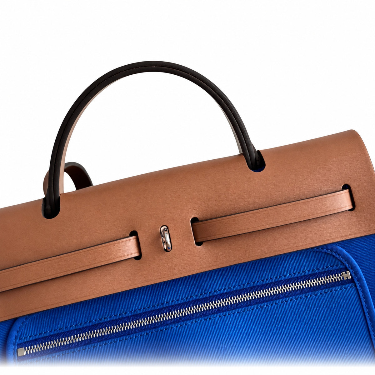 Distinctive Canvas Carry Style: Herbag 31cm Saddle-Inspired Canvas Body with Leather Handle and Shoulder Strap