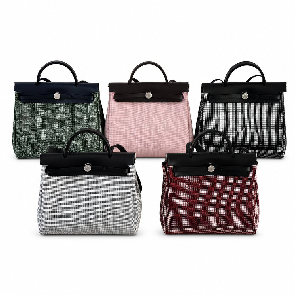 Herbag 31cm Saddle-Inspired Canvas Body with Leather Handle and Shoulder Strap — Saddle-Inspired Canvas Bag
