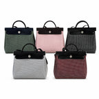 Herbag 31cm Saddle-Inspired Canvas Body with Leather Handle and Shoulder Strap — Saddle-Inspired Canvas Bag