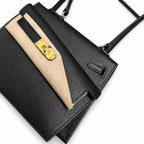 Kelly double-sided Desordre Epsom original palm print leather ck89 Black Noir Gold Buckle GHW top hand sewing — Distinctive Double-Sided Handbag