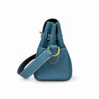 Kelly Messenger messenger bag for men and women, denim orchid buckle, imported leather, all-steel hand-waxed thread, the highest cost-effectiveness — Streamlined Top-Handle Handbag