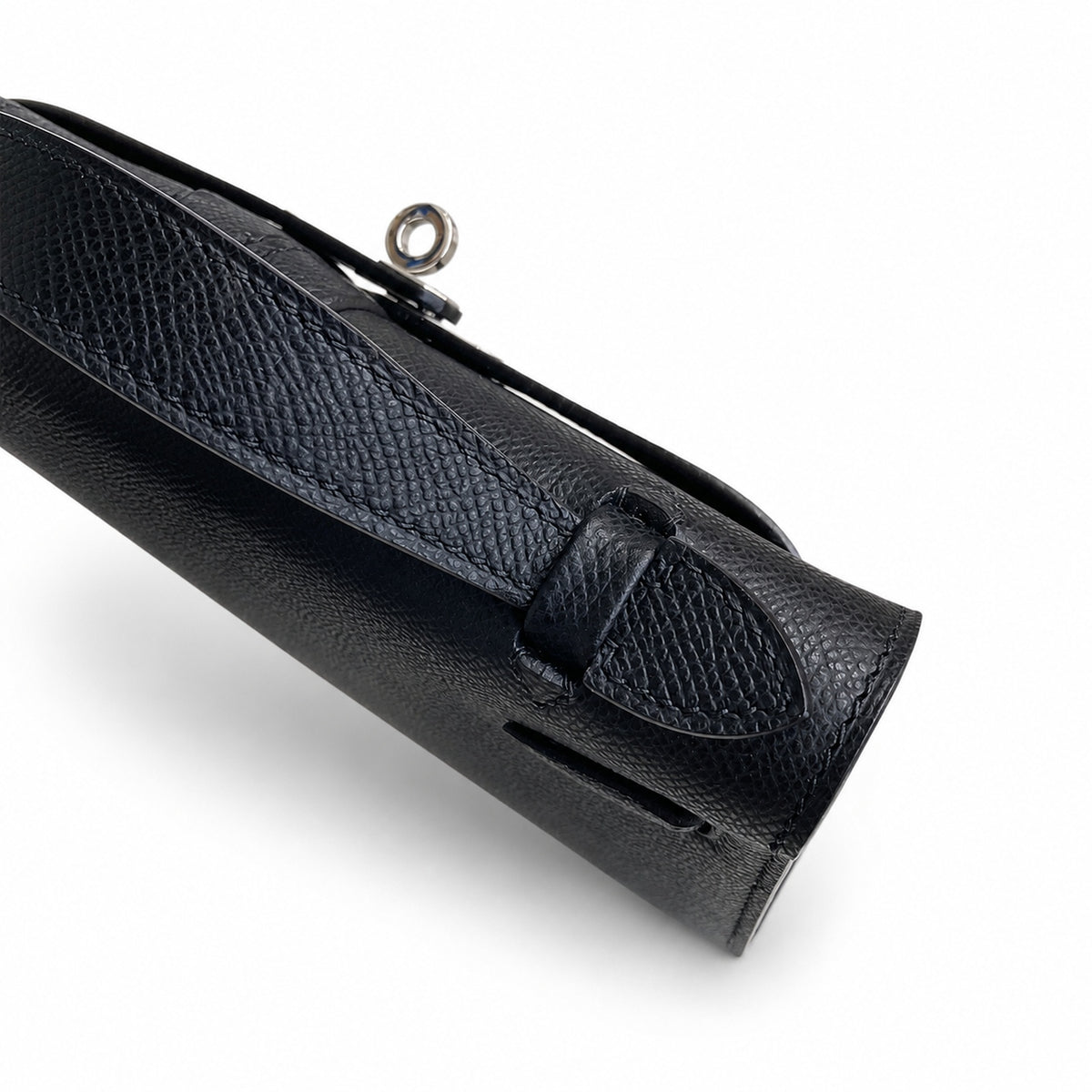 Kelly 22cm in Black Epsom Leather with Silver Buckle Handmade — Sophisticated Carry Design