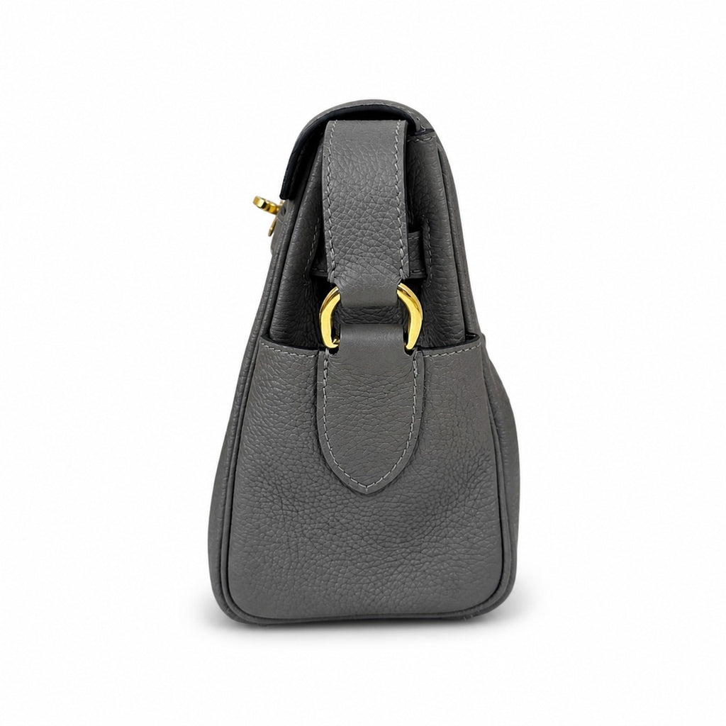 Kelly Messenger messenger bag for men and women, pewter gray Gold Buckle, imported leather, all-steel hand-waxed thread, the highest cost — Timeless Top-Handle Design