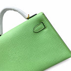 second generation Kelly 19cm imported Epsom Leather avocado green Gold and Silver Buckle wax thread — Streamlined Mini Handbag