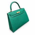 Kelly 25cm Epsom Leather U4 Vert Veryigo Velvet Green top handmade — Sophisticated Carry Design