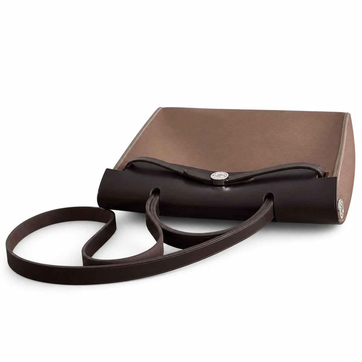 Herbag 31cm Saddle-Inspired Canvas Body with Leather Handle and Shoulder Strap — Classic Canvas Body and Leather Straps