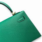 Kelly 25cm Epsom Leather U4 Vert Veryigo Velvet Green top handmade — Sophisticated Carry Design