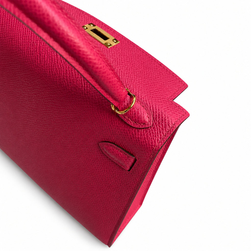handmade Mini Kelly II 19cm imported Epsom Leather Pink Gold Buckle — Timeless Mini Top-Handle Design