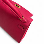 handmade Mini Kelly II 19cm imported Epsom Leather Pink Gold Buckle — Timeless Mini Top-Handle Design