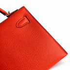 handmade Mini Kelly II 19cm imported Epsom Leather Texas Pink Silver Buckle — Compact Top-Handle Bag