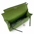 Streamlined Mini Handbag: second generation Kelly 19cm imported Epsom Leather avocado green Gold and Silver Buckle wax thread