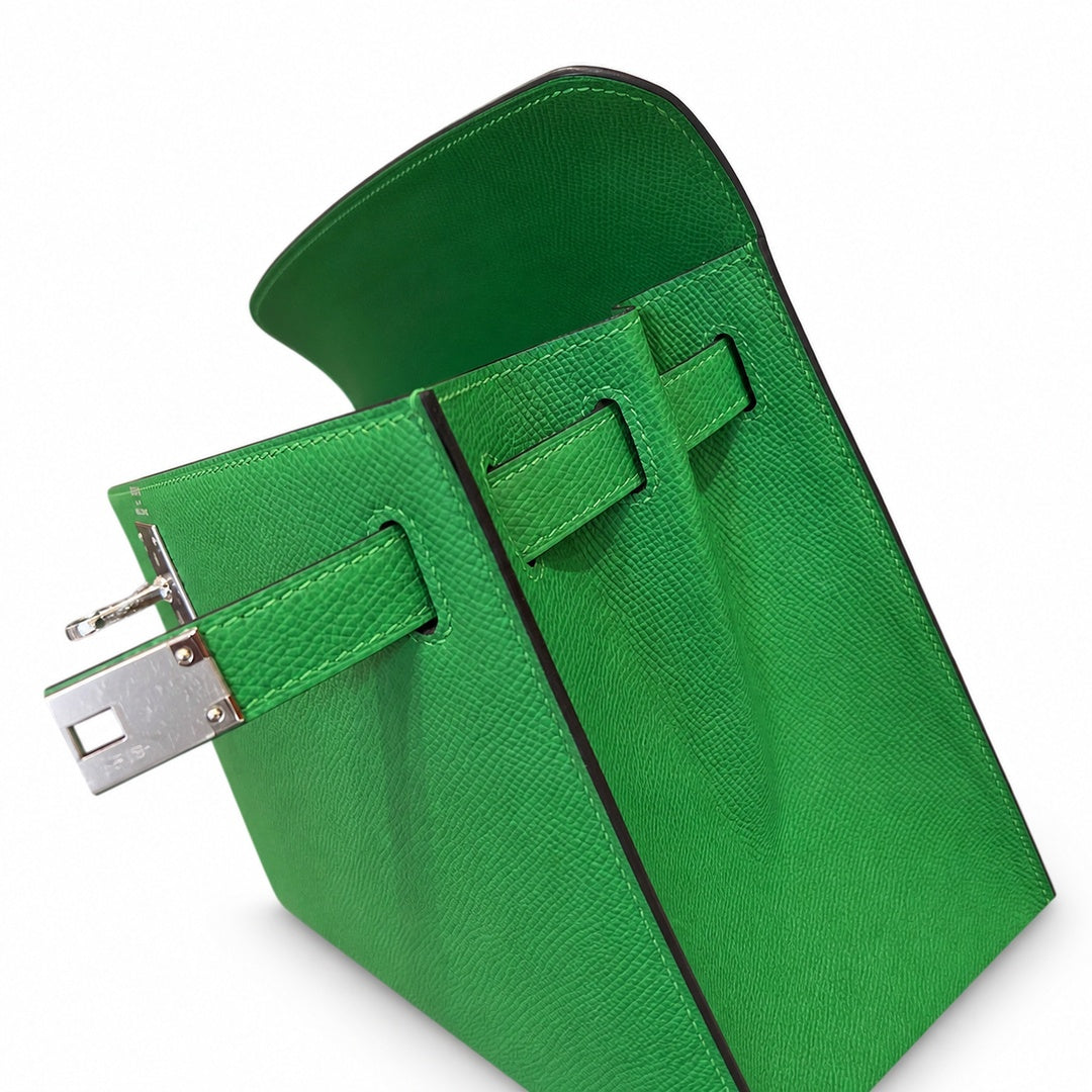 Kelly 25cm/28cm Epsom Leather 1K Bombou bamboo green top handcraft — Distinctive Hand-Carry Bag