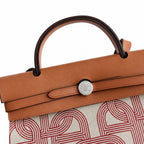 Canvas Body, Leather Handle and Shoulder Strap: Herbag 31cm Saddle-Inspired Canvas Body with Leather Handle and Shoulder Strap